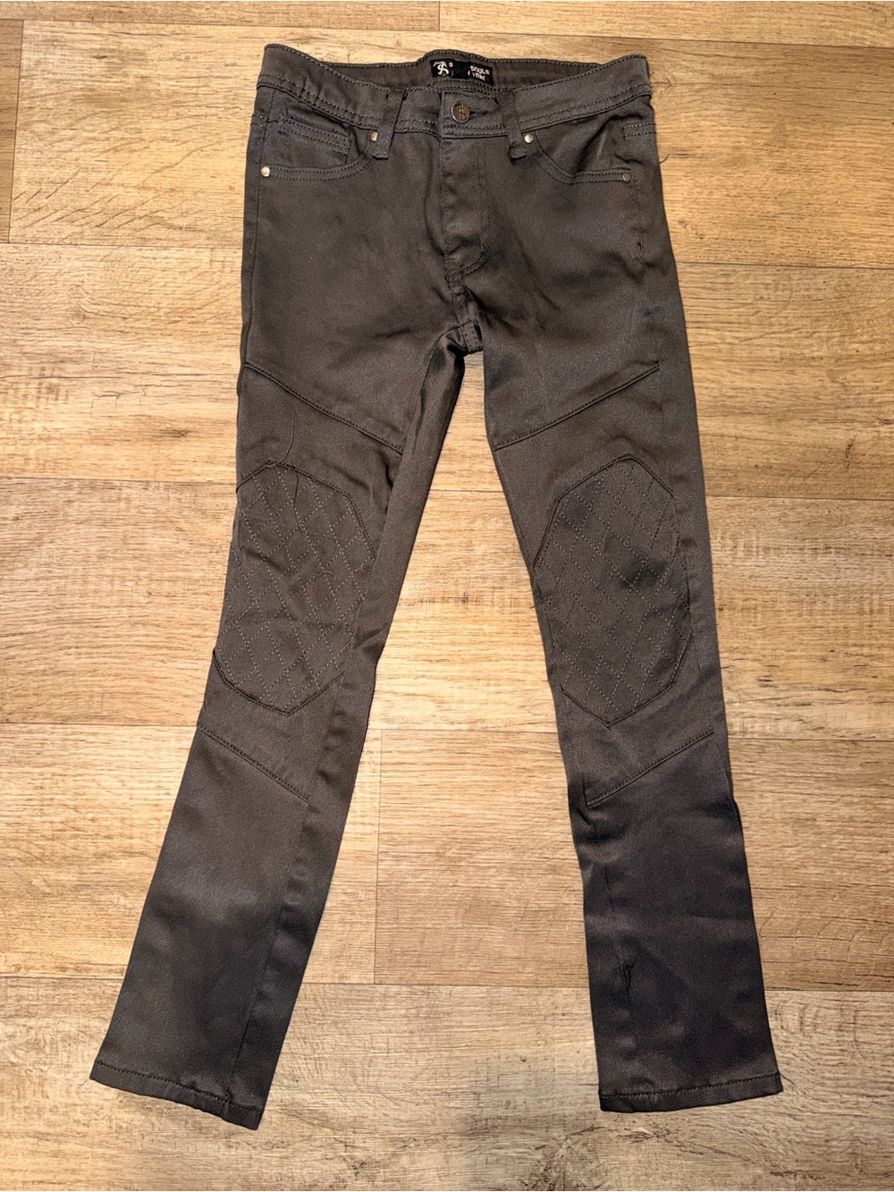 Kids Slim Gray Quilted Knee Pants